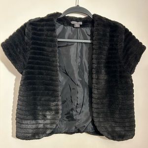 Covington black ribbed faux fur cover up. NWOT. Smoke-free home.